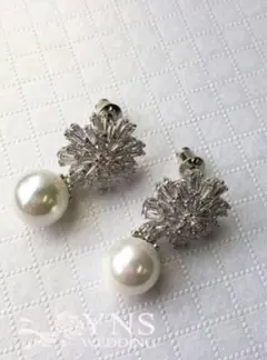 パールドロップ型ピアス クリスタル 結婚式 フォーマル パーティー ブライダル