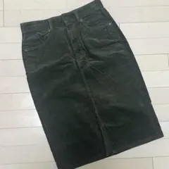 【12/21まで】GU ダークグリーン コーデュロイ タイトスカート