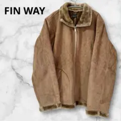 FIN WAY 裏ファーコート　茶　Ｌ　メンズ　襟付　暖かい