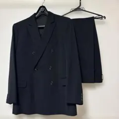ブラック ダブルブレストスーツ パンツ付き