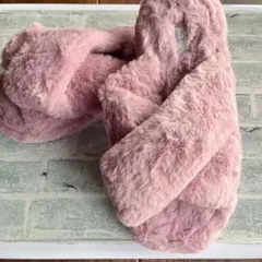 ファーサンダル ルームシューズ スリッパ 24.5〜25.5cm オープントゥー