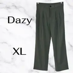 極美品✨【Dazy】ハイウエストスラックス　さらさら　伸縮性　グリーン　XL