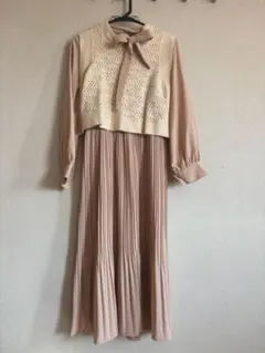 CECIL Mc BEE ニット付きワンピース ピンク