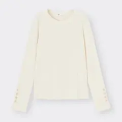 【美品】GU リブボタンスリーブ☆オフホワイトMのサムネイル