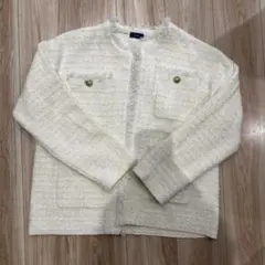 ノーカラージャケット ツイード