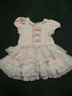 ４３９　メゾピアノ　 フリル付きワンピース ピンク　８０センチ