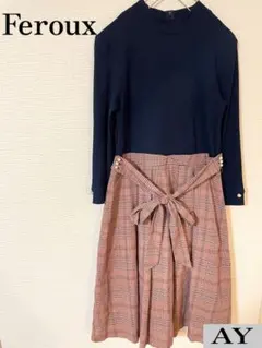 Feroux フェルゥ ワンピース 切替 リボン サイズ2