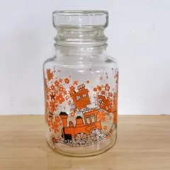 ❻ ADERIA 昭和 当時物 ガラスキャンディポット 汽車とお花 オレンジのサムネイル