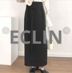ECLIN ロングタイトスカート　S ブラック　ウエストリボンのサムネイル