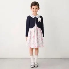 レース衿花柄OP+JKセット　120㎝