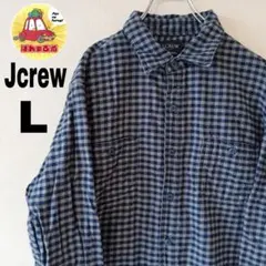 USA古着 Jcrew ネルシャツ L ネイビー　グレー　チェック