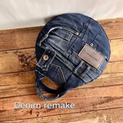 デニムパンツをリメイクして作った耳当て付きキャスケット デニムパンツをリメイクして作った耳当て付きキャスケット - メルカリ