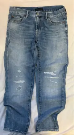 UNIQLO ヴィンテージ加工 ダメージジーンズ テーパード ブルー