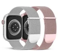 Apple Watch バンド 38mm 2本セット シルバー ピンク