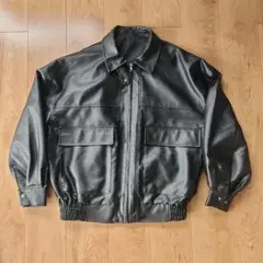 Riberry フェイクレザースタンドカラーオーバーサイズブルゾン