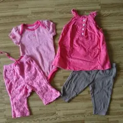 【値下げ】女の子用子供服まとめ売り　ロンパース　パンツ　４点セット60cm