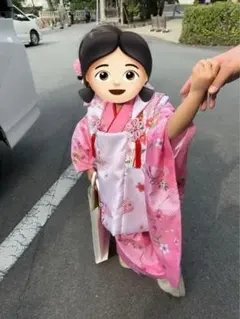 七五三 三歳 女の子 セット ピンク 花柄 着物 被布着 草履付のサムネイル