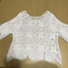 オリーブデオリーブ　ホワイトレース編みトップス F