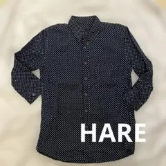 HARE ネイビー ドット柄 七分袖シャツ