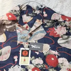 美品 パゴン アロハシャツ シルク100% 京友禅 オープンカラー ブラック