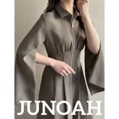JUNOAH 2wayスリーブフロントジップウエストタックワンピース