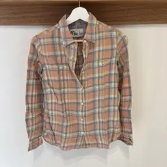 11 rue 長袖チェックシャツ オレンジ系