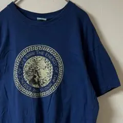 90s ZOE/アリストテレス 哲学者プリントtシャツ/S/ネイビーのサムネイル