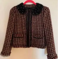 ZARA WOMAN ツイードジャケット 赤・黒・白チェック