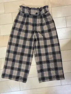 GU チェック柄 ロングパンツ 120 ワイドパンツ