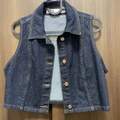 ZARAデニムベストノースリーブジャケット