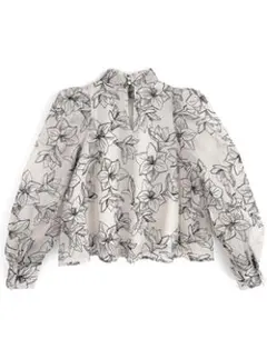 花柄シアーボウタイブラウス