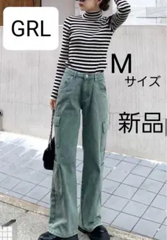 新品 GRL サイドポケットツイルカーゴパンツカーキ Mサイズ nh84