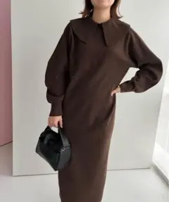 【新品・未使用品】LOWRYS FARM ２ＷＡＹエリツキニットワンピース