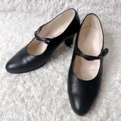 良品 銀座ヨシノヤ レザー メリージェーン パンプス 冠婚葬祭 ブラックのサムネイル