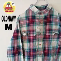 USA古着 OLDNAVY ネルシャツ　M ネイビー　レッド　チェック