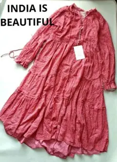 未使用品！INDIA IS BEAUTIFUL ロングマキシティアードワンピース