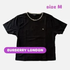バーバリーロンドン 刺繍ロゴ Tシャツ 半袖カットソー トップス 黒 M