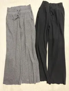ウォッシャブルニットリブパンツ(ユニクロ)Lサイズ、グレー・黒2点まとめ　妊婦
