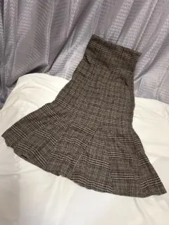 ブラウン系チェックフレアスカート