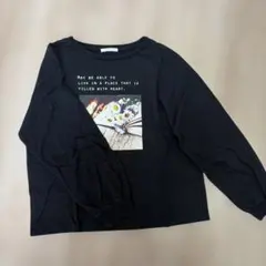 ehka sopo フォトプリント 長袖Tシャツ ブラック