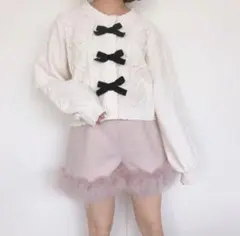 ★美品★ Honey Cinnamon ベロアリボンニットカーディガン ★