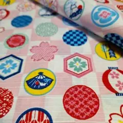新入荷✿桜歌天<和柄シャンタン>生地 布 はぎれ[白ピンク系]