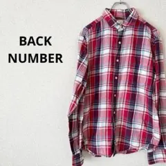 バックナンバー　シャツ　赤　チェック　長袖　羽織り　M 綿100%