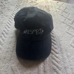 agnès b. RESPECT刺繍キャップ ブラック