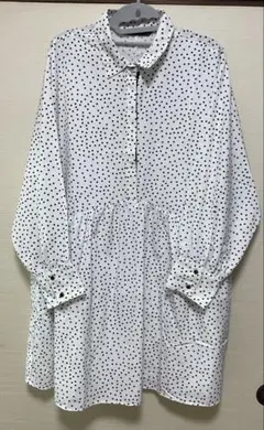 【XLサイズ】ZARA BASIC ザラ ドット柄 ギャザーワンピース