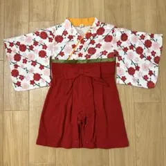 【美品】 ベビー袴/袴ロンパース 女の子 80サイズ 着物 セレモニードレス