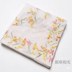 u*8様 【銀座和光 WAKO】ハンカチ 繊細な花刺繍（ミモザ・ピンク小花）