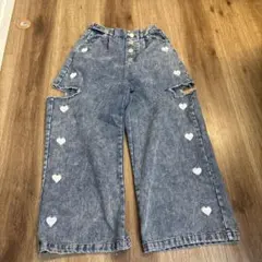キッズ ハート刺繍入り デニムパンツ