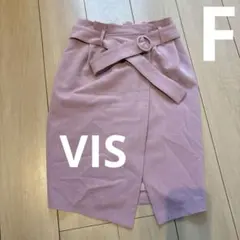膝丈スカート ピンク　VIS 春服　春スカート　春色ピンク