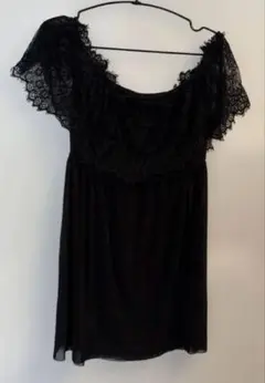 レース　オフショルダー　黒　ワンピース Mくらい